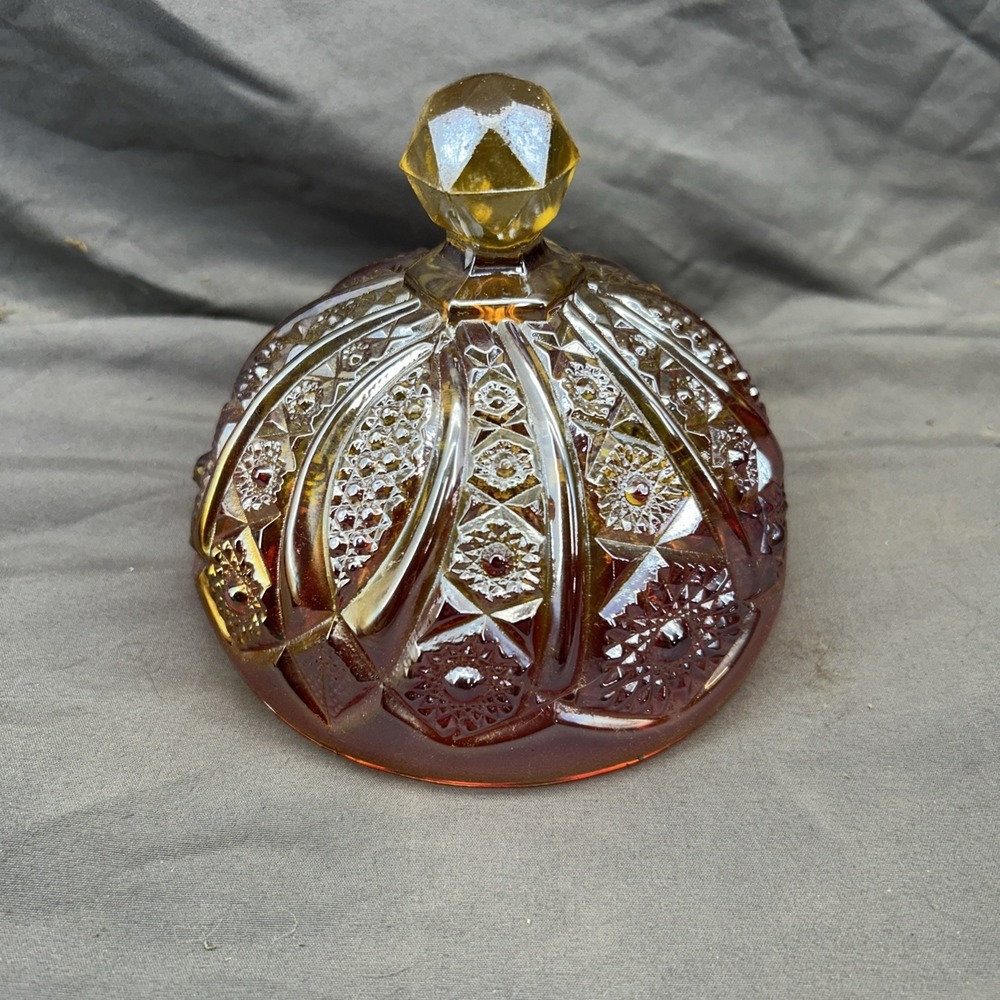 VINTAGE RED IRIDESENT DEPRESSION GLASS REPLACEMENT LID